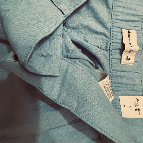 Light blue linen blend wide leg pants - Picture 3 of 4